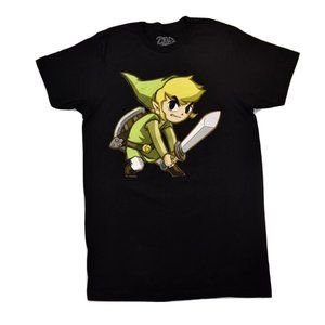 The Legend of Zelda Spirit Tracks Mens Zelda Link With Sword Black Shirt New S